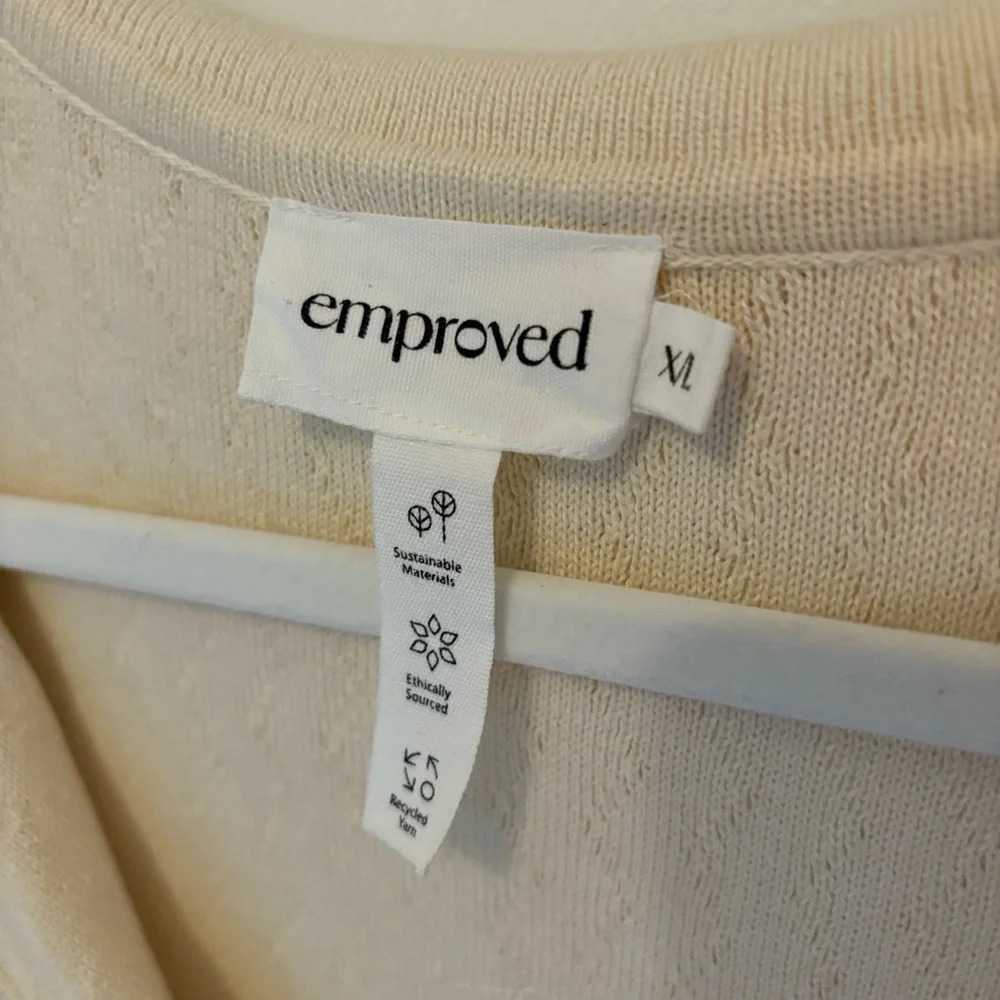 Emproved Long Polo Knit Midi Dress Natural Ivory  White Size L / XL Sustainable - Picture 4 of 6